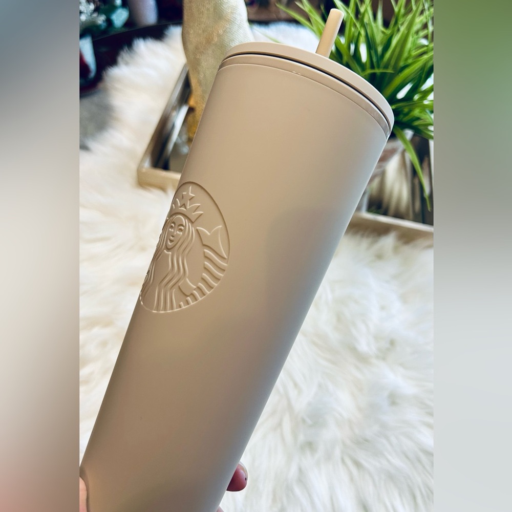Starbucks Taupe Soft Touch Cup Smooth Cold Coffee Tumbler Venti 24oz New 2025 - Picture 5 of 8
